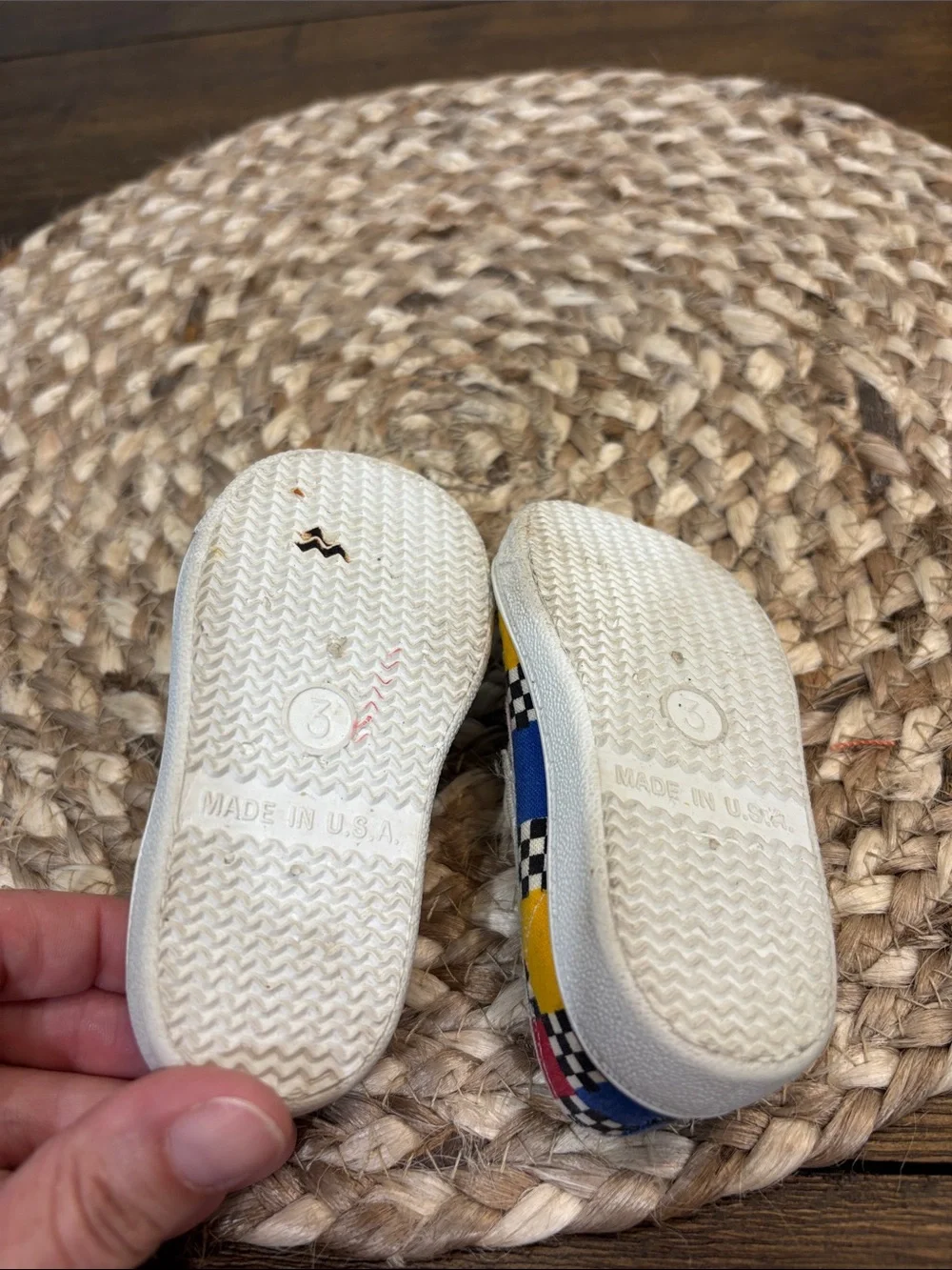 Baby Size 3 Slip-On Checkerboard Patchwork Sneakers in Multicolor